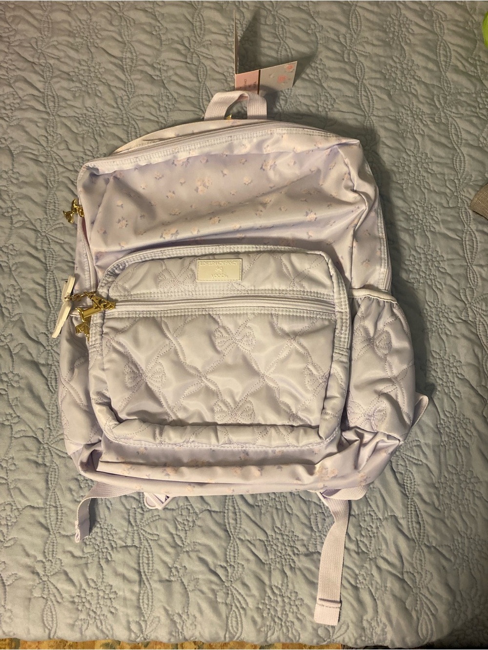 NWT LoveShackFancy Light Lavender Blue Quilted Backpack - Women's Bag